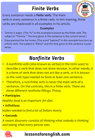 Which is an example of an infinitive in english? Finite Verbs And Nonfinite Verbs Definition And Example Sentences Lessons For English