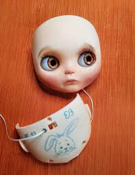 Blythe Faceplate, Custom Doll, OOAK Sculpt Blythe, White Skin Tone, gift  for her
