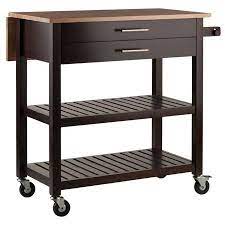 Winsome Wood Langdon Drop Leaf Kitchen Cart Cappuccino Natural Walmart Com Kitchen Cart Winsome Wood Slatted Shelves