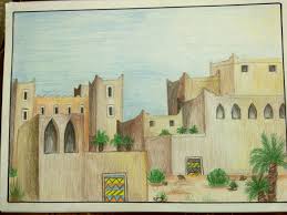 رسم بيوت شعبية قديمة سهلة