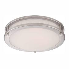 Works out to 25 each. Hampton Bay Flaxmere 11 8 In Brushed Nickel Led Flush Mount Ceiling Light With Frosted White Glass Shade Hb1023c 35 The Home Depot