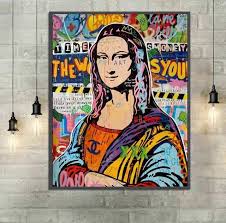 Online Shop Free Shipping Hand Made Graffiti Pop Art Mona Lisa Oil Painting Alec Monopoly Good For Bedroom Decoration Aliexpress Mobile Pop Art Art Painting