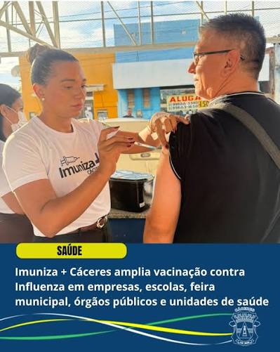 A Prefeitura de C&aacute;ceres, por meio da Secretaria Municipal de Sa&uacute;de, segue fortalecendo as a&ccedil;&otilde;es de imuniza&ccedil;&atilde;o contra a Influenza atrav&eacute;s da campanha &ldquo;Imuniza + C&aacute;ceres&rdquo;. 👏✨ 🚐💉 A estrat&eacute;gia leva a