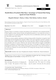 Pdf Health Risks Of Synthetic Hair Dyes Advantages Of Natural Hair Dying Agents In Unani Medicine