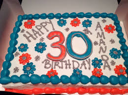 30th Birthday Cake For Her Ideas 30th Birthday Sheet Cake For Her Teal And Coral And Gray Made Russ S Market Lincoln Ne Birthday Sheet Cakes Birthday Cakes For Her Sheet Cake