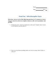 Learn vocabulary, terms and more with flashcards, games and other study tools. Food Inc Movie 10 Free Resources For Professors