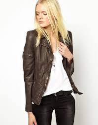 Muubaa Lyra Biker Jacket In Lamb Leather At Asos Com Leather Jacket Dress Jacket Outfit Women Brown Leather Jacket Outfit