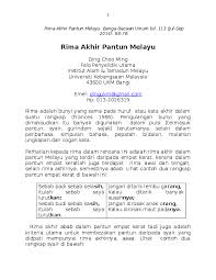 Selain itu, dengan pantun jenaka diharapkan bisa membuat suasana. Doc Rima Akhir Pantun Melayu Choo Ming Ding Academia Edu