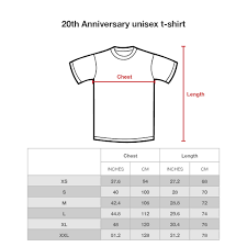 20th Anniversary Men T Shirt Black Size Chart Animals
