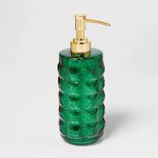 Soap lotion dispensers kitchen faucets the home depot. Indo Chic Mercury Glass Soap Lotion Dispenser Green Threshold Target