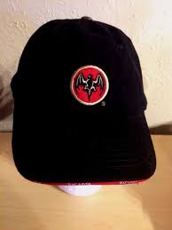 Bacardi Rum Bat Device Baseball Hat Black Red Embroidery Trim Adjustable Back Baseball Hats Red Embroidery Black And Red