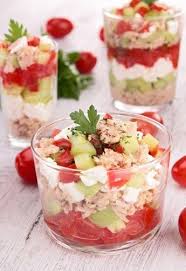 Verrine Toute Fraiche Concombre Feta Tomate Et Thon Recette Verrine Concombre Recette Verrine Recette Verrine Avocat