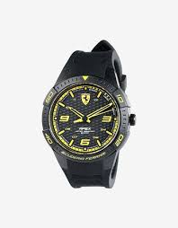 Sleek and sporty timepieces inspired by the world of formula 1: Ferrari Apex Quartz Watch With Silicone Strap And Yellow Details Man Ferrari Store