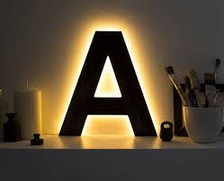 Wooden Letter Lighted A Decorative Letter Light By Botanikastudio 118 00 Wooden Lamp Lamp Night Lamps
