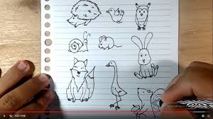 Cara Menggambar Doodle Lucu Hewan Di Hutan Landak Siput Kelinci Bangau Musang Tupai Tikus Cara Menggambar Doodle Bangau