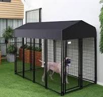 64.9'' High Metal Welded Secure Wire Dog Cages Outdoor Giant Huge Dog  Kennel Fence with Waterproof UV-Resistant Cover