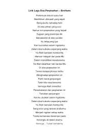 Sepi perantau teman sejati teruskan perjuangan untukmu teman seterusnya sila ke koleksi lirik lagu inggeris my ke halaman utama. Lirik Lagu Doa Perpisahan
