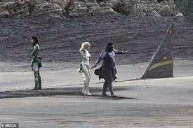 They originally thought the set was for the rise of skywalker, but as it looks nothing like star wars; Thena Phastos And Sersi In Costume On The Eternals Set Marvelstudiosspoilers