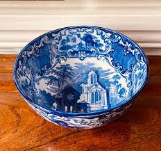 Early 1900's Blue & White Abbey design bowl by George Jones & Son
