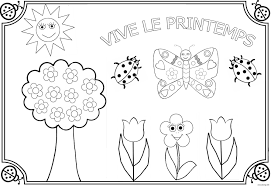 Coloriage Vive Le Printemps Maternelle Facile Dessin A Imprimer Coloriage Printemps Coloriage Dessin De Printemps