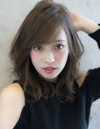 小顔カット 流し前髪のひし形ミディ se225 ヘアカット ミディアム ヘアカット セミディ