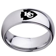 Nfl Kansas City Chiefs Logo Silver Ring Best Funny Store Titanium Steel Rings Mens Band Rings Steelers Rings
