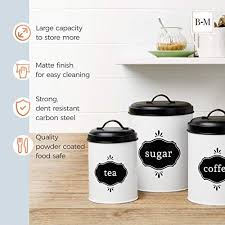 Accessorize your kitchen with fun mugs and glasses, stylish dinnerware sets, and more. Baie Maison Large Kitchen Canisters Set Of 3 Farmhouse Canister Sets For Kitchen Counter White Coffee Tea Sugar Container Set Rustic Kitchen Canisters Farmhouse Style Decor Metal Kitchen Jars Pricepulse