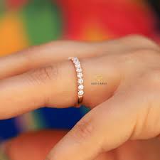 Check spelling or type a new query. 18k Half Eternity Moissanite Wedding Band Rose Gold 2 25mm Etsy