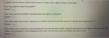 Down below you can see working codes and expired codes of bp. 1 Point A Secret Code For A Bank Vault Consists Of Chegg Com
