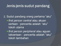Pengertian sudut pandang sudut pandang adalah sebuah metode penulis dalam menempatkan dirinya atau dari mana si penulis menyampaikan sebuah cerita, sehingga cerita bisa tersampaikan dengan baik dan sistematis kepada para pendengar serta pembacanya. Jenis Jenis Sudut Pandang Dalam Cerpen