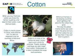 It uses enormous amounts of pesticides, and the use of child labor is common. How Can I Make Sure Cotton Farmers Get A Fair Deal Ppt Download