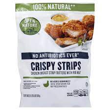 Ingredients chicken, chicken meal, brown rice, brewers rice, pea protein, rice bran, chicken fat (preserved with mixed tocopherols), dried beet pulp, dried peas, natural flavor, dicalcium i finally decided to tried cheaper brands but no she still would eat, one day i saw open nature and thought. Open Nature Crispy Strips Chicken Breast Strip Fritters With Rib Meat 18 Oz Instacart