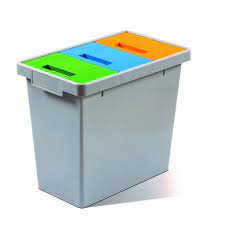 Each household has three separate bins: Colour Co Ordinated 3 Compartment Litter Bin 30 Litre