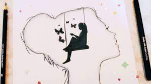 alone girl drawing kuzel kiz cizim رسم بنات رسمة معبرة لبنت وحيدة مع فراشات رسومات سهلة للمبتدئين youtube drawings my drawings