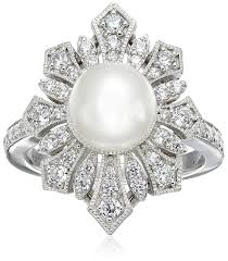 Antique Black And White Pearl Ring Platinum Plated Sterling Silver Cubic Zirconia Freshwater Cultured Antique Pearl Ring Find Out More About The Great Product Pearl Ring Pearl Jewelry Jewelry