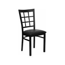 Flash Furniture Hercules Series Black Window Back Metal Restaurant Chair Black Vinyl Seat Xu Metal Dining Chairs Restaurant Chairs Ladder Back Dining Chairs