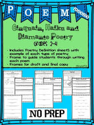 Free Poetry Fun Cinquain Haiku And Diamante Poetry Grades 2 4 From Sunshine And Lollipops 12 Pages Teach Your Students Cinquain Fun Poetry Teaching Poetry