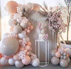 98 Pieces Macaron Peach Gray Balloon Garland Bow Birthday Party Wedding Engagement Baby S Baby Shower Balloon Decorations Girl Shower Themes Chic Baby Shower