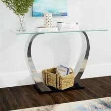 Cinderford Console Table Console Table Tempered Glass Table Top Mirrored Console Table