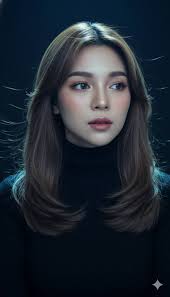 Studio photo with light grey backdrop and natural makeup