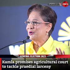 Expressing sympathy for hardworking farmers, UNC Leader Kamla  Persad-Bissessar has vowed to establish a special agricultural court to  address praedial larceny if elected to office. Read more:  https://www.cnc3.co.tt/kamla-promises-agricultural-court-to ...