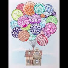Up House With Balloons Mandala Mandala House Upthemovie Balloons Colorful Butterfly Art Drawing Mandala Art Lesson Doodle Art Designs