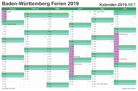 Die kalender enthalten die ferientermine und feiertage für alle deutschen bundesländer. Ferien Baden Wurttemberg 2019 Ferienkalender Ubersicht