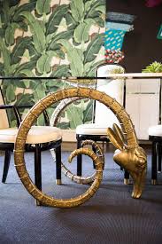 The ibex or ram's heads are cast metal (not sure what type but it's heavy!) painted in beautiful gold paint with dark accents. Rams Head Coffee Table Design Ideas