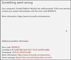 Trusted platform module (tpm, also known as iso/iec 11889) is an international standard for a secure cryptoprocessor, a dedicated microcontroller designed to secure hardware through integrated. Microsoft Office Outlook Exchange Error 80090016 Com Support