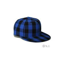 Premium Blue And Black Plaid Fitted Flat Brim Urban Hat Black Plaid Fitted Hats Hats
