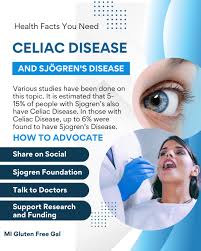 The Connection Between Celiac Disease and Sjogren's Disease If you're  unfamiliar with Sjogren's Disease, (pronounced SHOW- GRINS) it is an  autoimmune disease that impacts the mucous membranes in your body. This  leads