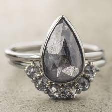 3 2 Carat Charcoal Grey Diamond Engagement Ring 14k White Gold Jane Set Grey Diamond Engagement Ring Vintage Engagement Rings Unique Diamond Engagement Rings