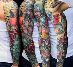 Black tribal sleeve tattoo for guys. 50 3d Sleeve Tattoos For Men Three Dimensional Design Ideas