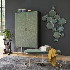 Wanddeko Konkave Formen Aus Metall Grun Und Goldfarben 125x76 Camelia Maisons Du Monde Wanddeko, wandbild libelle 64cm grün blätterdesign aus metall formano.
